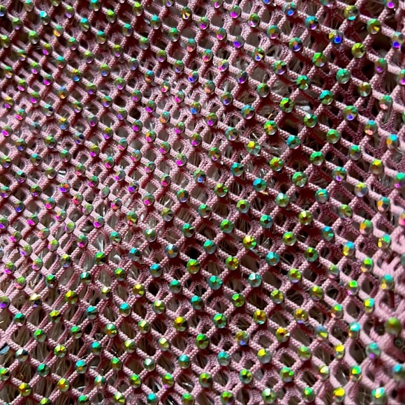 MARAYA Rhinestone Mesh Long Sleeve Mini Dress With Slip dress - Picture 7 of 7